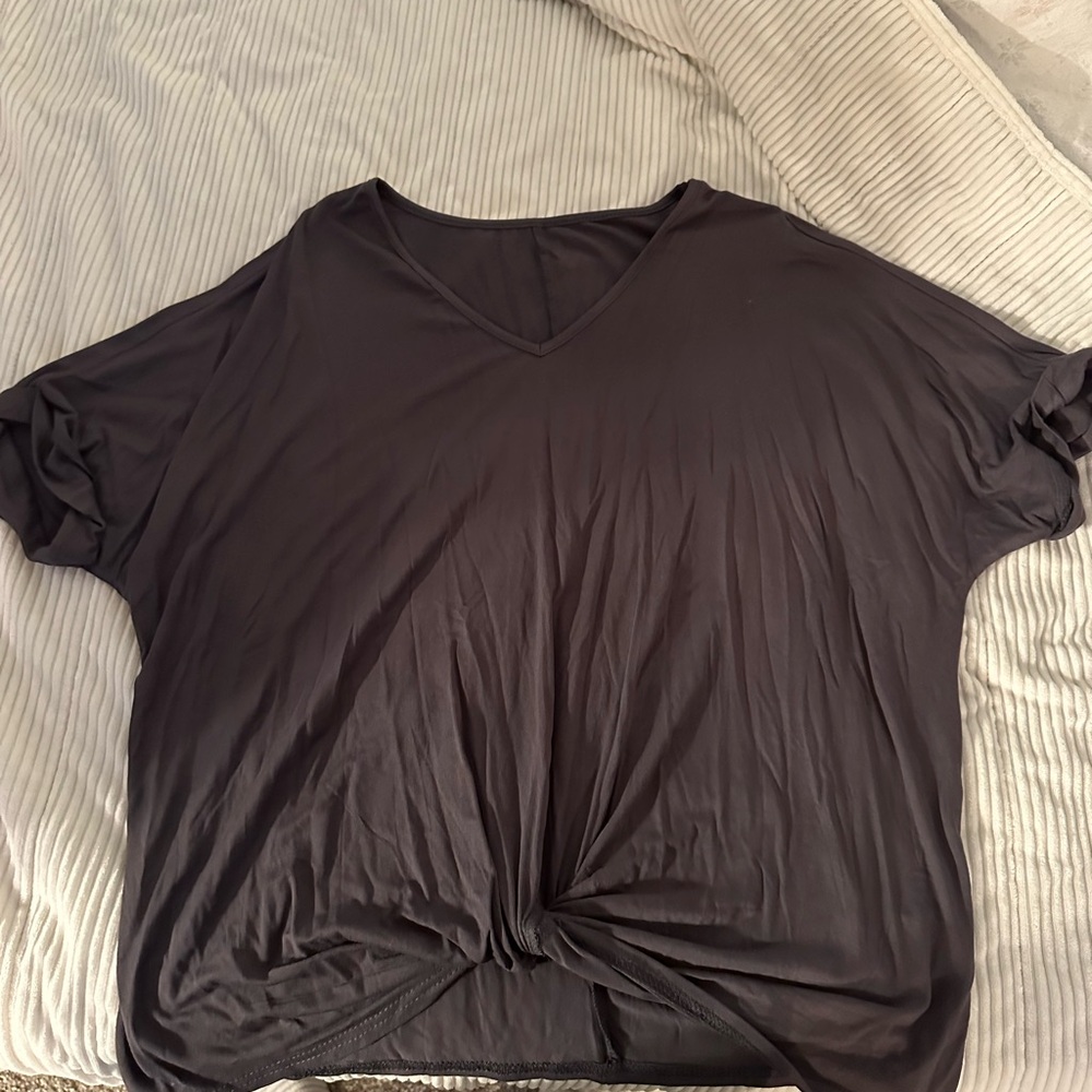 Black V-Neck Women's Top